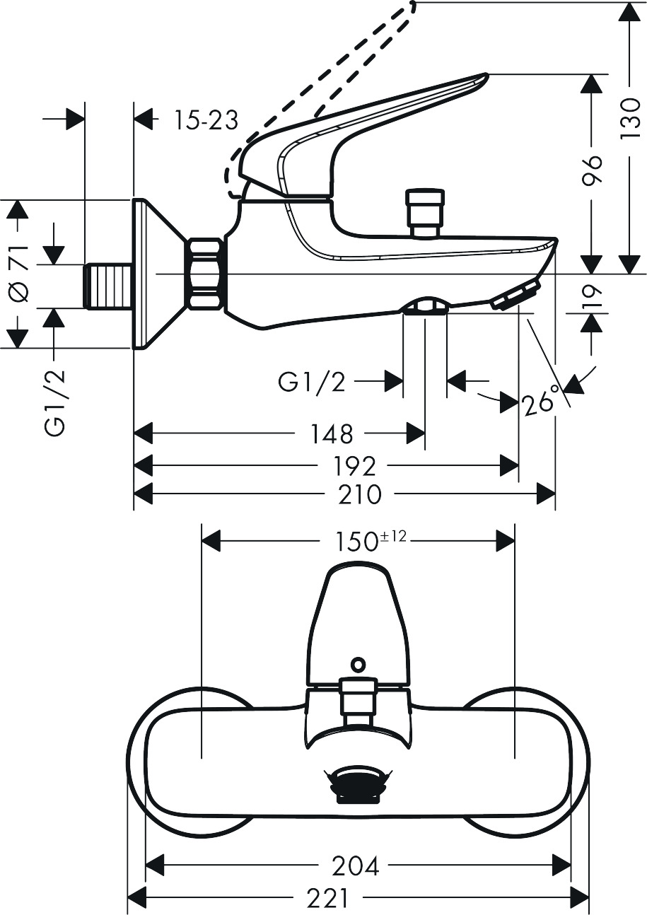 Смеситель для ванны Hansgrohe Novus 71040000