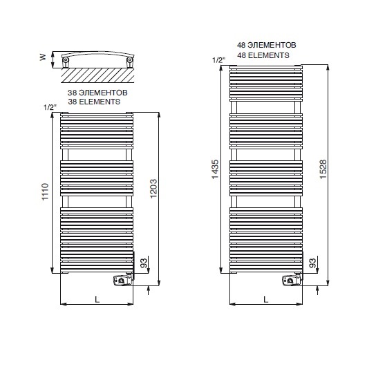 Полотенцесушитель электрический 500x1203 Cordivari Nansy 3581440401102