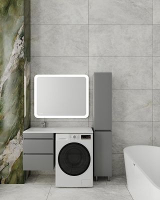 Тумба подвесная STYLE LINE "Даллас 110" Люкс Плюс серая с раковиной ESTETUS Даллас 1100*480 левый