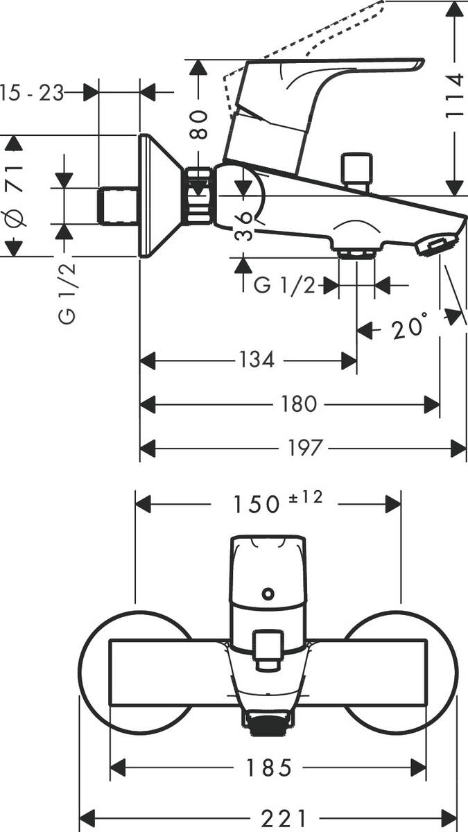 Смеситель для ванны Hansgrohe Focus E2 31940000