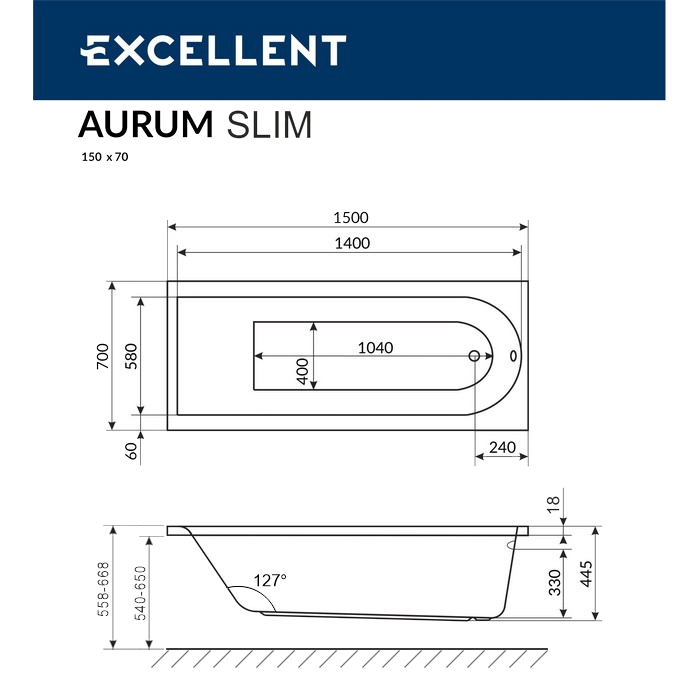 Ванна EXCELLENT Aurum Slim 150x70