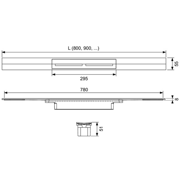 TECE Профиль для душа TECEdrainprofile, 1000 мм, PVD Polished Red Gold 671013