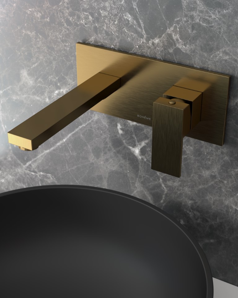 Смеситель для умывальника из стены QUBIC Bronze 475-BR
