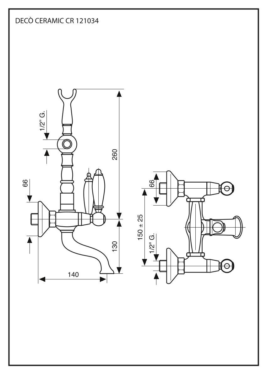 Emmevi Deco Ceramic, смеситель с ручным душем для ванной, цвет бронза 121611/BR