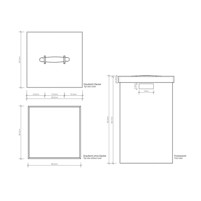 924960 Decor Walther Brownie WB Корзина для белья 38.5x38.5x60.5, с крышкой, напольная, цвет: черная кожа