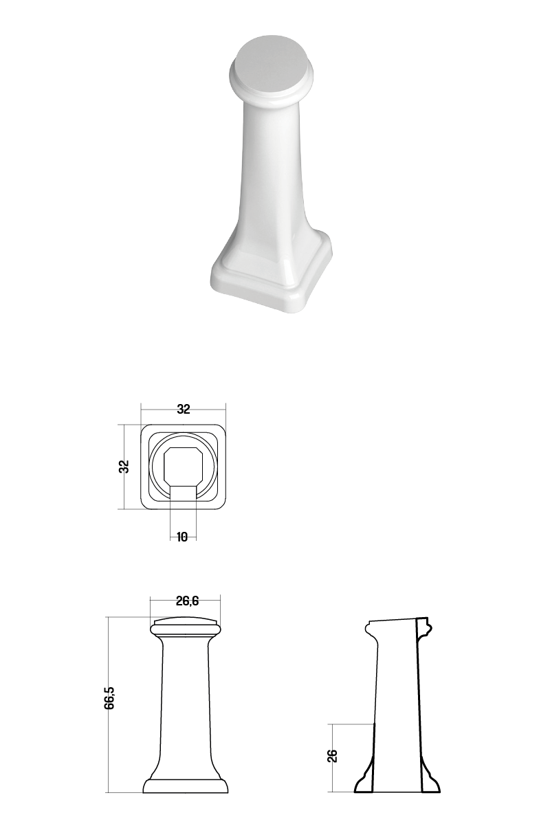 Disegno ceramica Paolina, пъедестал для раковины, цвет чёрный глянцевый PA01100002