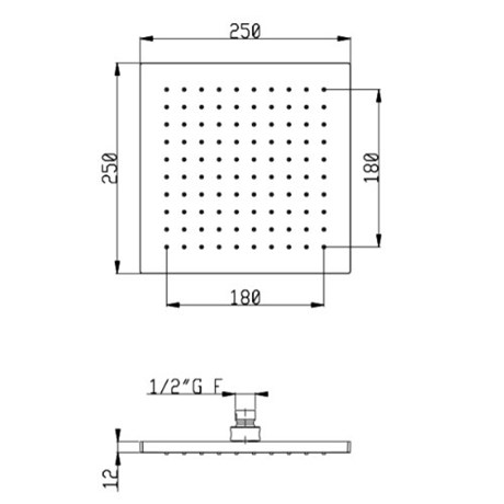SF094A07Q AquaElite верхний душ 250x250 шлиф. никель