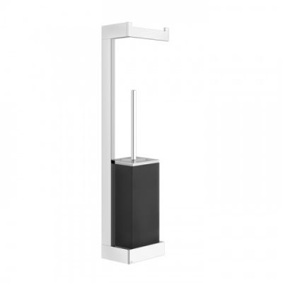 Gessi Rettangolo Стойка 45см.. с держателем для туалетной бумаги и ершиком, подвесная, напольная, цвет: хром/черный 20868#031