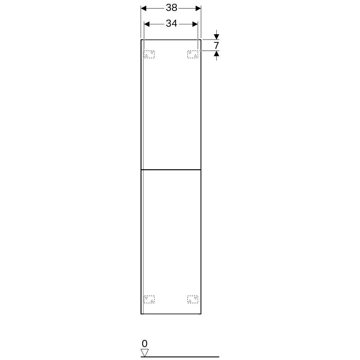 Высокий шкафчик Keramag Acanto 380 x 1730 x 360, фронтальная часть: черное стеклокорпус: черный матовый — лакированный 500.619.16.1
