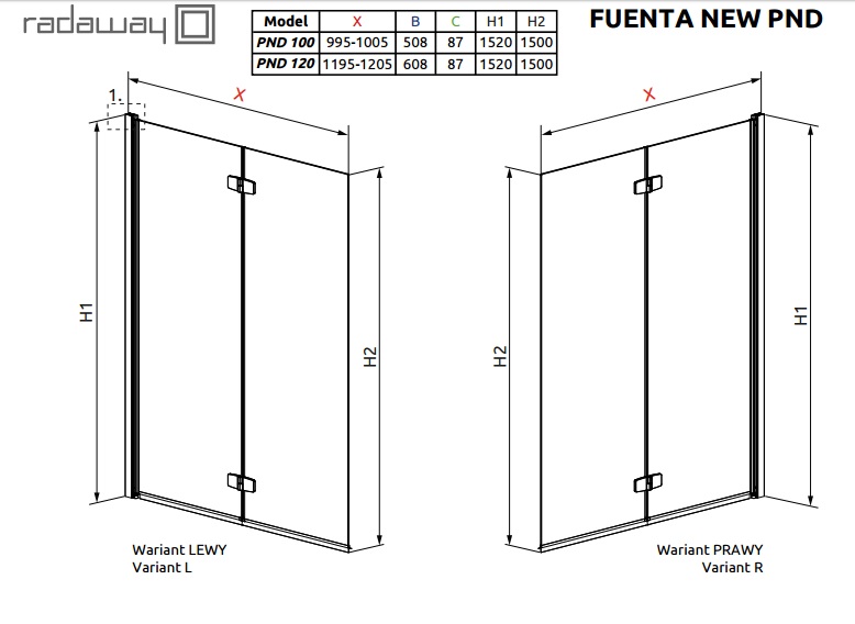 Шторка на ванну Fuenta Radaway PND 120 L