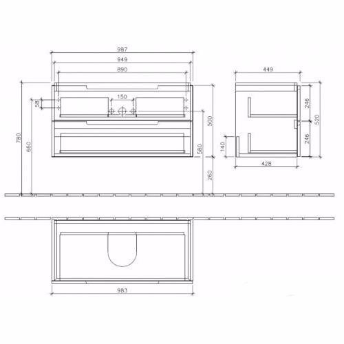 Тумба под раковину Villeroy&Boch Subway 2.0 A697 00DH, белый глянец