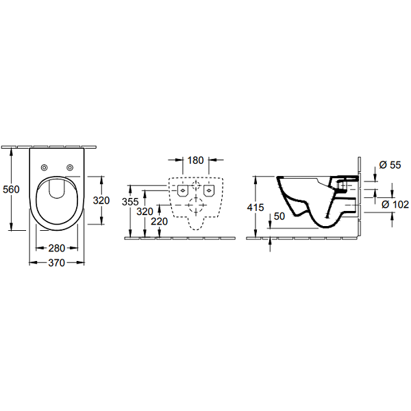 5614R0R1 Villeroy&Boch, Subway 2.0 подвесной, 560*370 CeramicPlus цвет-альпийский белый