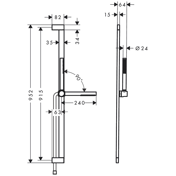 24382700 Hansgrohe Pulsify Душевой гарнитур, с ручным душем 1jet EcoSmart и душевой штангой 90 см, цвет: белый матовый