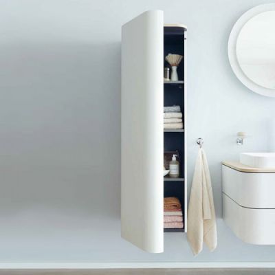 Duravit Happy D.2 Plus Шкаф навесной 133x40x36см с 3 стеклянными полками петли слева, подвесной, цвет: nordic white satin matt/mediterrenean oak HP1261L3939