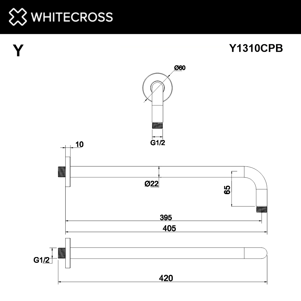 Кронштейн душевой настенный WHITECROSS Y1310CPB (брашированная медь)
