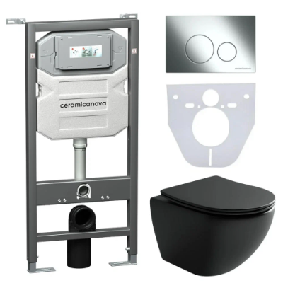 Комплект инсталляция унитаз кнопка Ceramica Nova CN4002MB_1001CH_1000