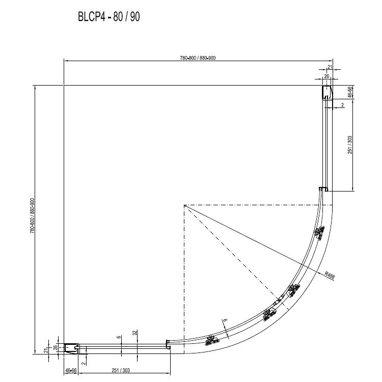 3B270140Z1 Душевой уголок полукруглый Ravak Blix BLCP4-90 Sabina белый+транспарент