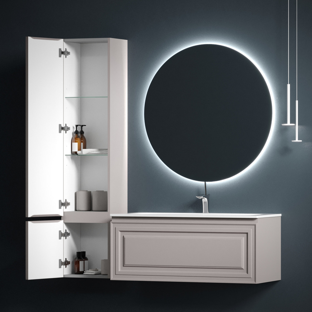 Шкаф-пенал SANCOS Very подвесной левый,  Doha Soft , 350х300х1600 мм, арт. PVR35LSM