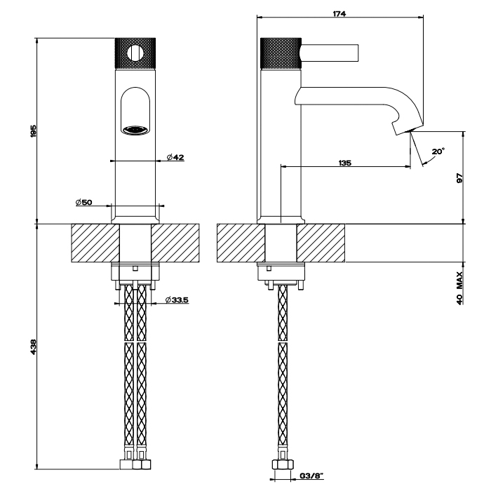 Gessi Inciso Смеситель для раковины, на 1 отв., цвет: золото 58002#246
