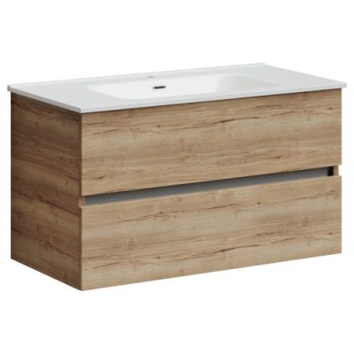 Тумба подвесная SANCOS Urban 890х450х550, c двумя ящиками оснащенными доводчиками, дуб галифакс натуральный , арт. UR90EG