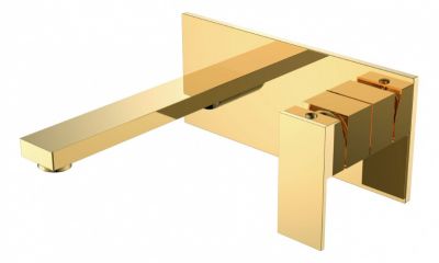 Смеситель для умывальника из стены QUBIC Gold 475-G
