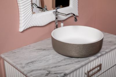 Раковина LV204 Corian серебро 41,5*14см 819-SL, серебро брашированное