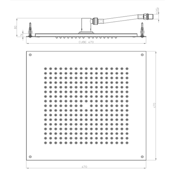 BOSSINI DREAM-CUBE  Верхний душ 470 x 470 мм, цвет: черный матовый H38459.073