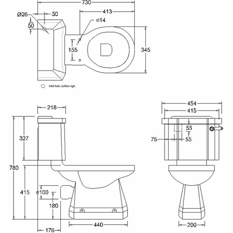 Унитаз классический безободковый Burlington P20 GOLD +C3