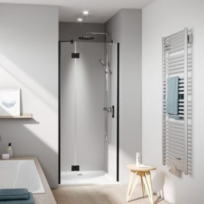 Kermi LIGA Дверь в нишу LI SFL 90x200см., Schwarz Soft+прозрачное стекло с Kermiclean, цвет: черный LI SFL 09020 3PK