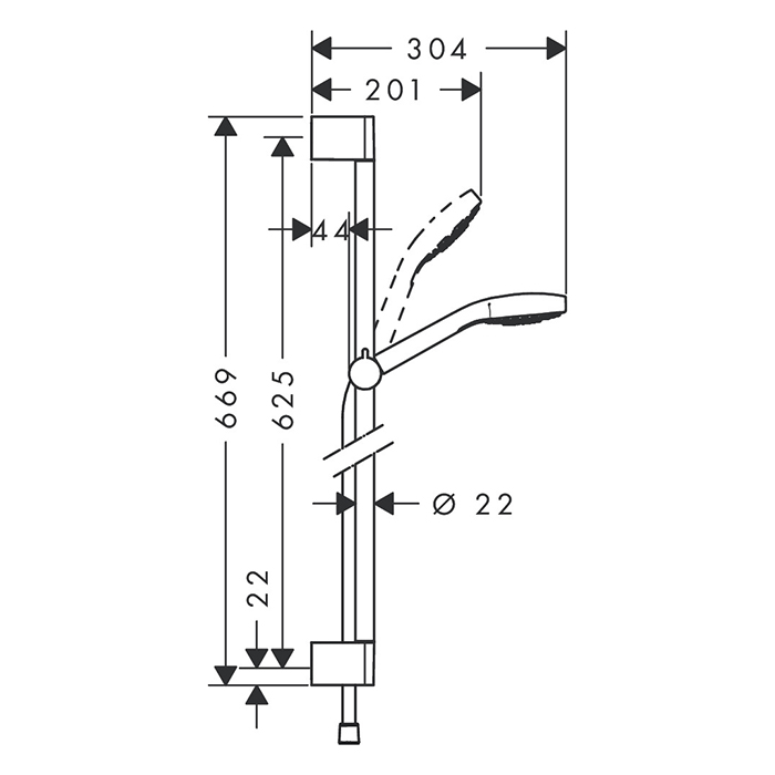 Hansgrohe Croma Select E 1j Uni Душевой гарнитур, с рчным душем, настенный, цвет: хром 26585400