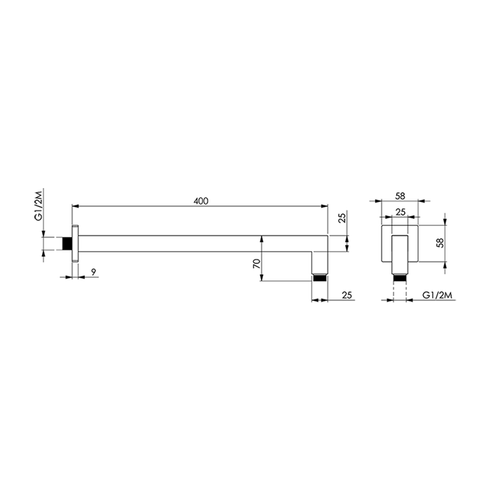 CISAL Shower Держатель верхнего душа настенный L400 мм, цвет: хром DS01332021