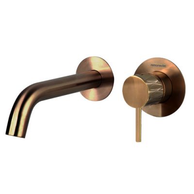 Ramon Soler Встраиваемый однорычажный смеситель для раковины на раздельных пластинах с длинным изливом 240 мм ODISEA JOYA 592103CUC медь