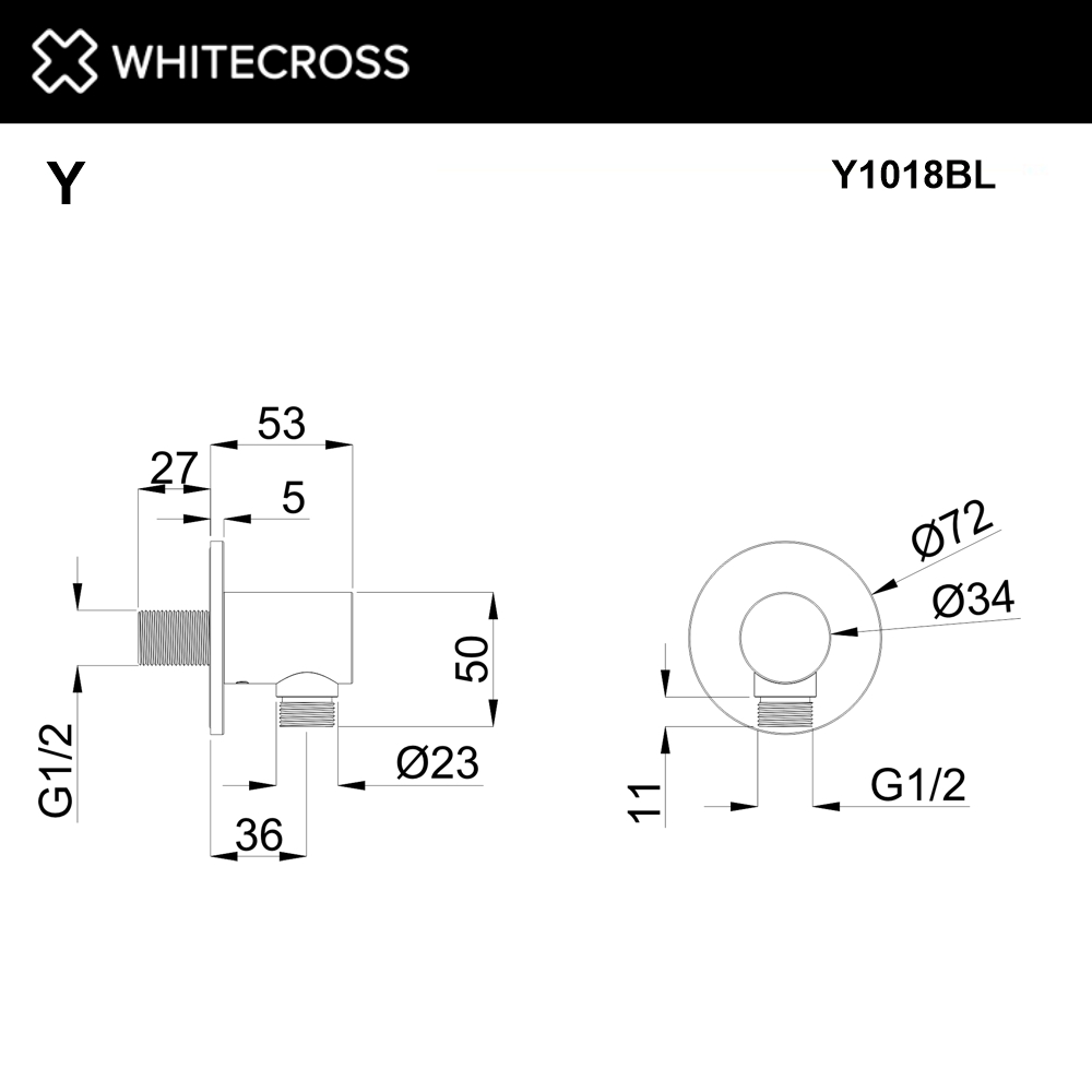 Угловой соединительный элемент WHITECROSS Y1018BL (черный мат)