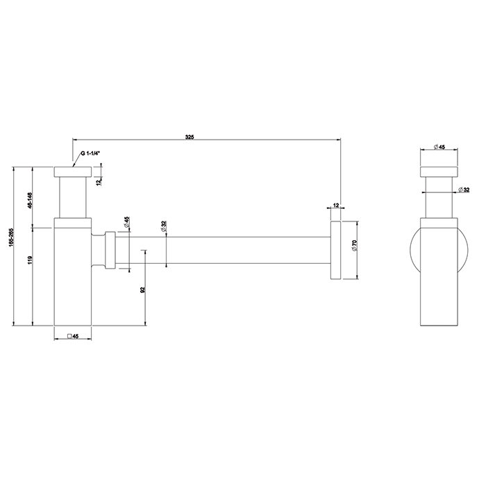 Gessi Eleganza Сифон для раковины, квадратный, под донный клапан, цвет: Black XL 01410#299
