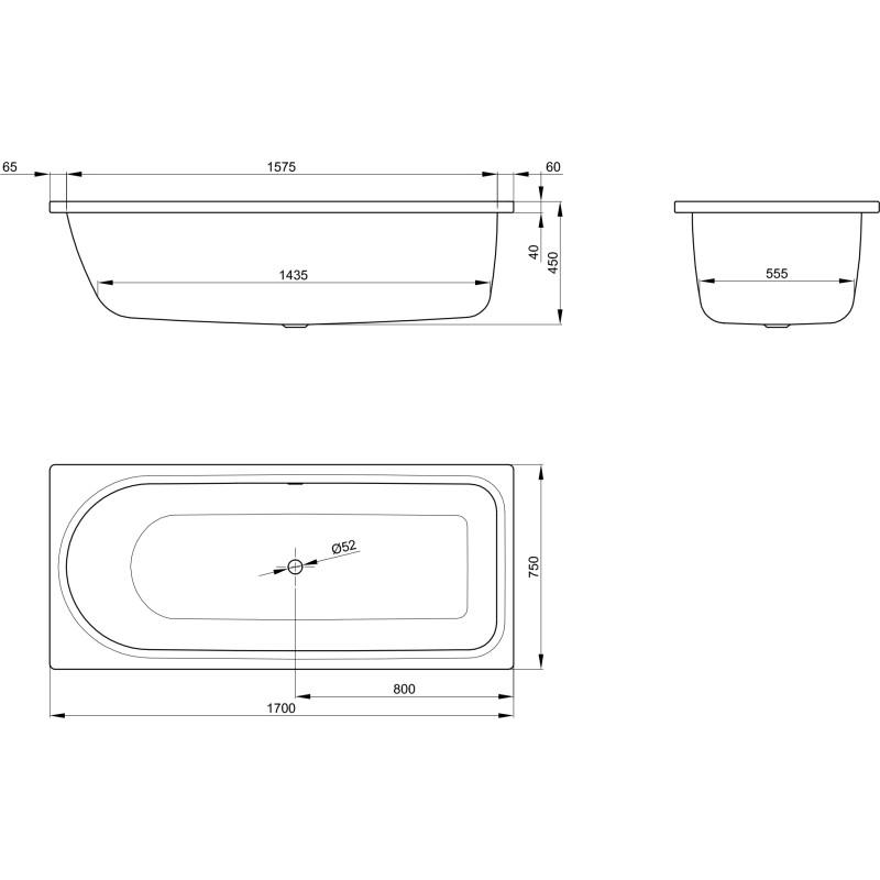 Ванна стальная 170x75 Bette Form 8854 AD PLUS
