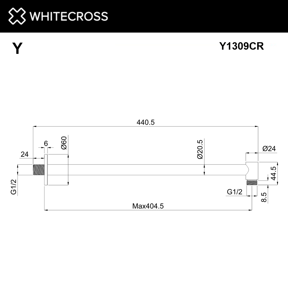 Кронштейн душевой настенный WHITECROSS Y1309CR (хром)