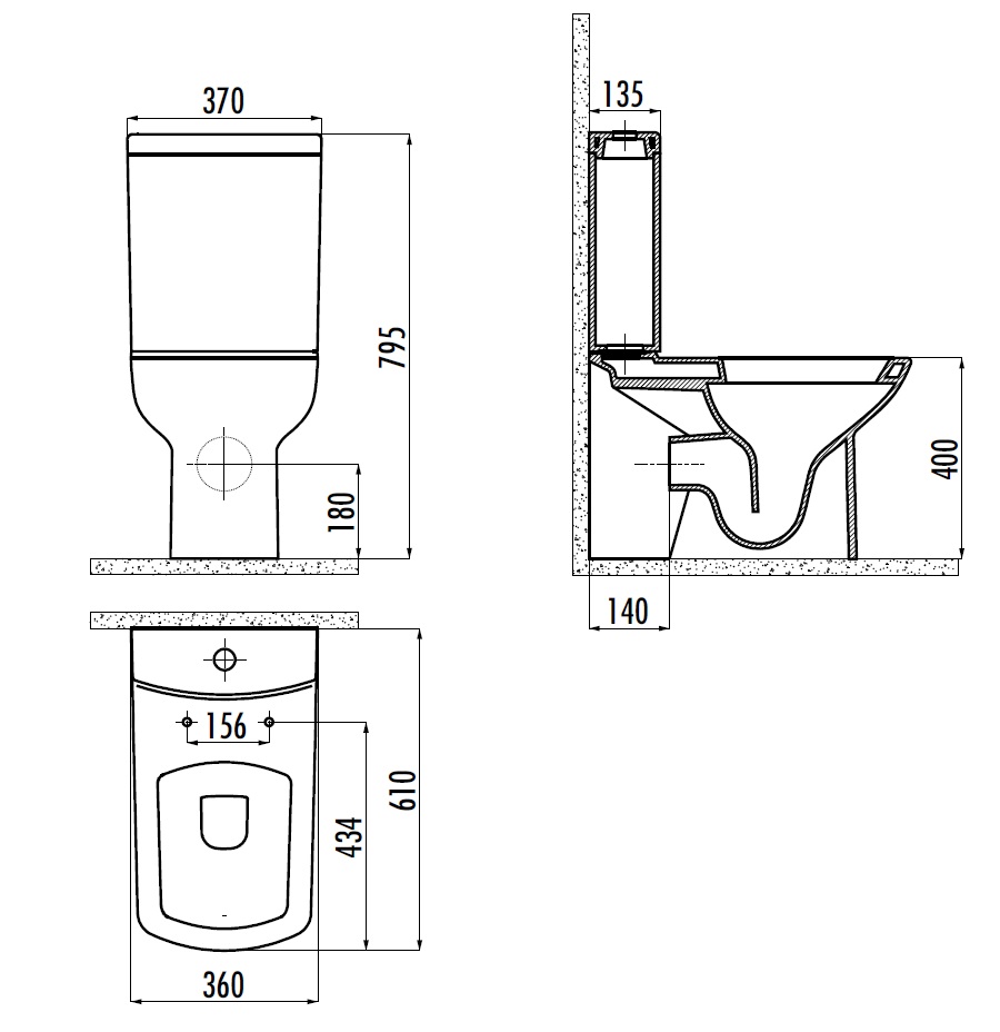 CREAVIT LARA Унитаз LR310-11CB00E-0000