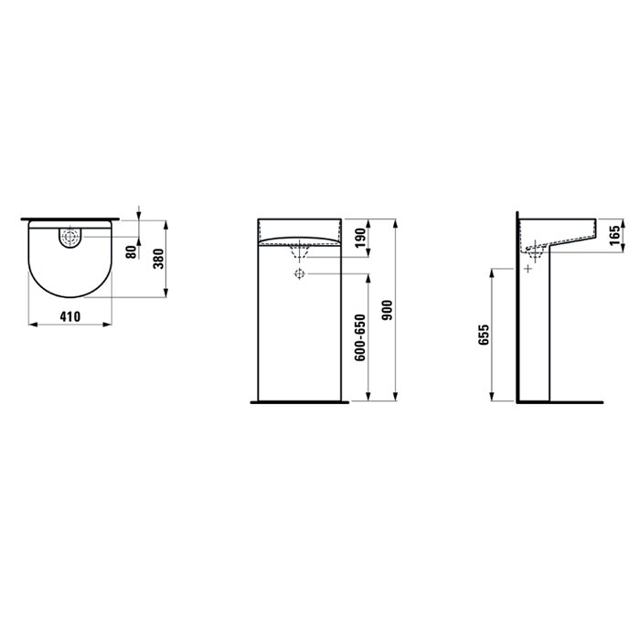 Laufen Sonar Раковина 41х38х90 см, без отв., без перелива, напольная, цвет: белый 8.1134.1.000.112.1