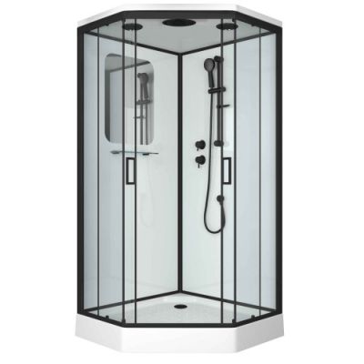 Душ.каб. NG-6901-01D BLACK (900х900х2200) низкий поддон (16 см), стекло тонированное,