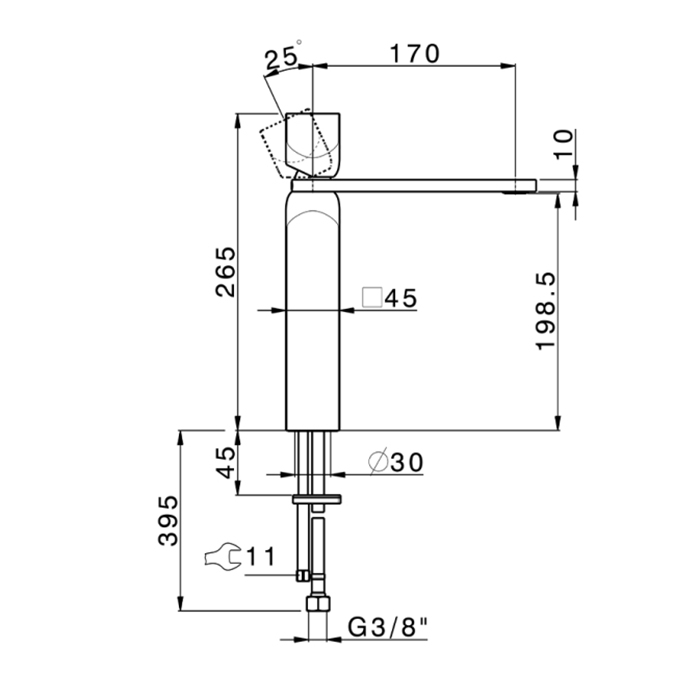 Cisal Hi-Rise Смеситель для раковины, на 1 отв., цвет: Nero Opaco/Oro Spazz RI0035447W