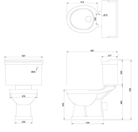 Унитаз с бачком с ручкой слива Burlington Savoy RP50