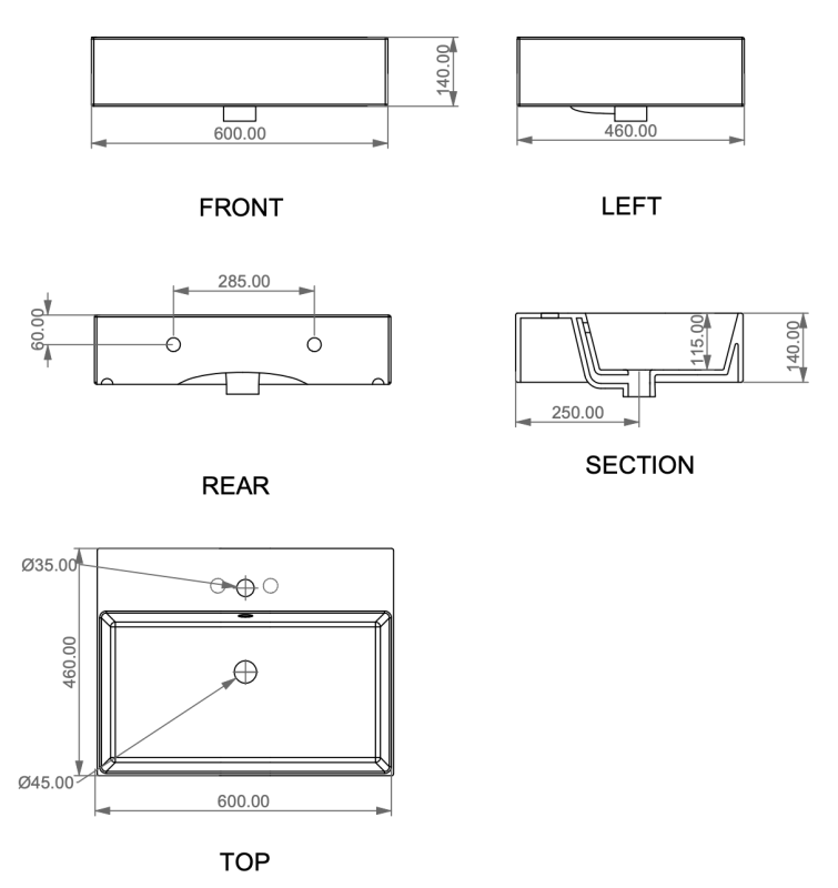 Раковина накладная 60x40 см GSG Ceramic Design Zenith ZELAVBW60000, белый глянцевый