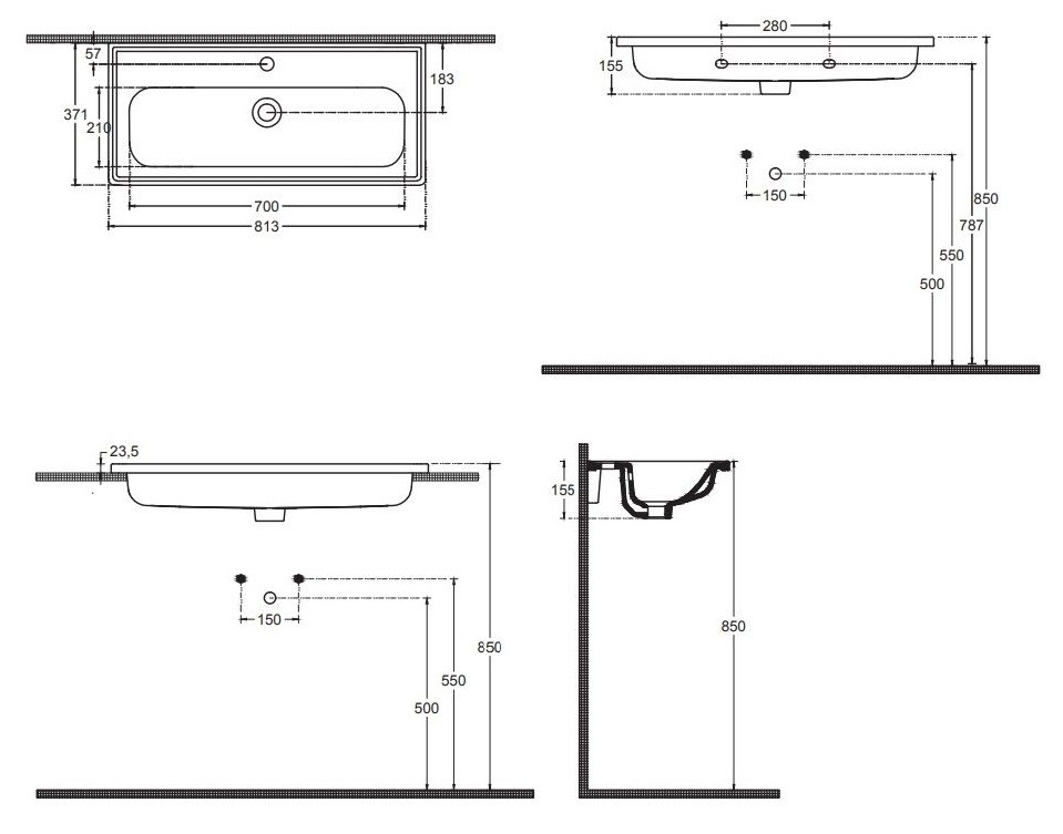ISVEA Absolute Раковина 81x37 подвесная 10KF50081SV