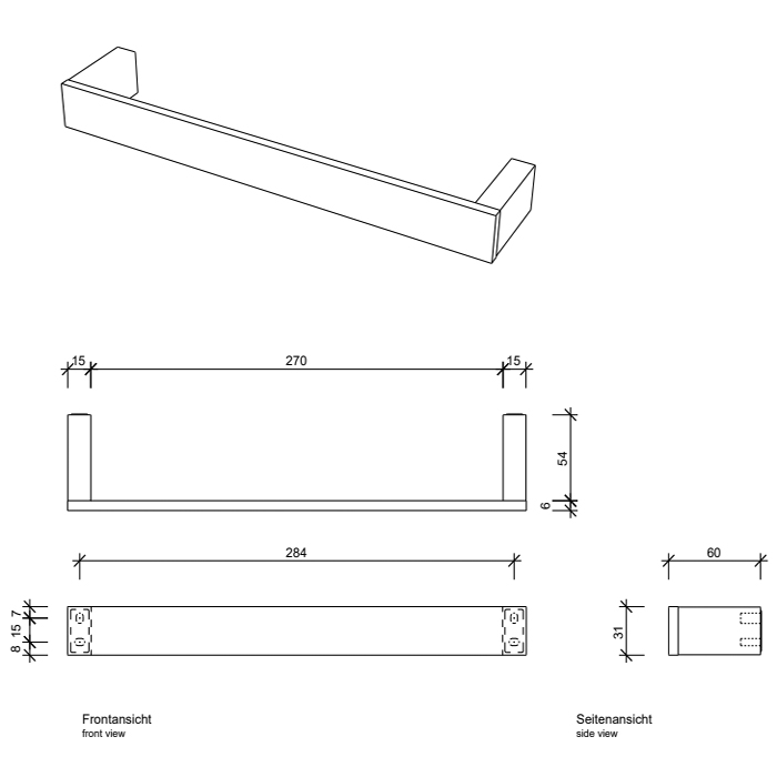 Decor Walther Contract Полотенцедержатель 30 см, цвет: черный матовый 650660
