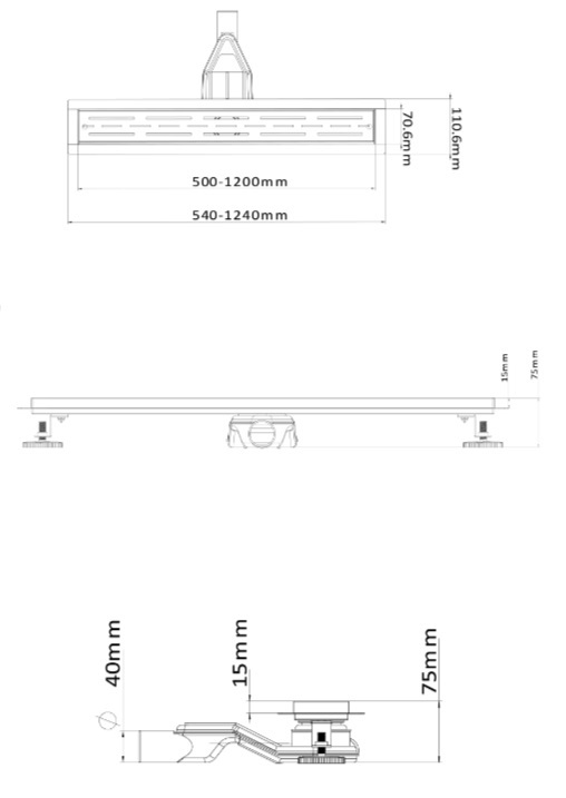 C-TILE-80MB Желоб линейный под плитку ESBANO 800 мм, матовый чёрный