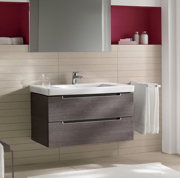 Тумба с керамической раковиной 100 см Subway 2.0 Villeroy & Boch A697 10 FQ