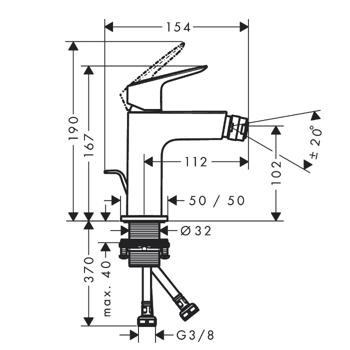71201000 Hansgrohe Logis Смеситель для биде, 1 отв., с донным клапаном, цвет: хром