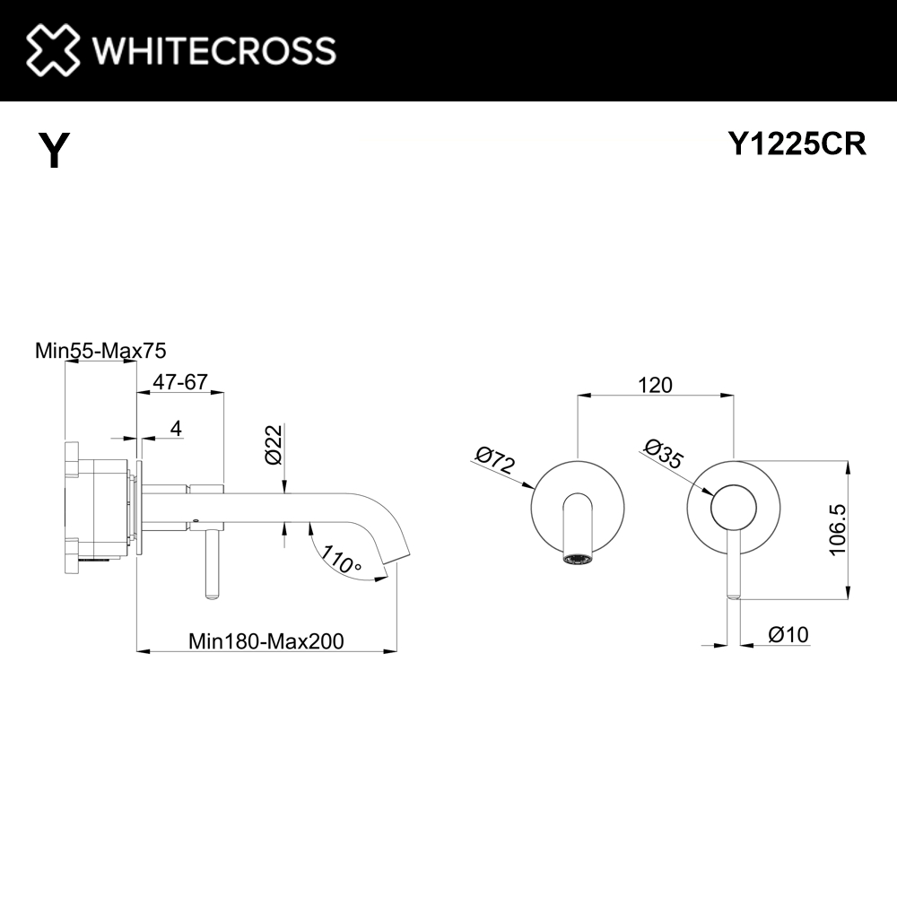 Смеситель для умывальника скрытого монтажа WHITECROSS Y1225CR (хром)