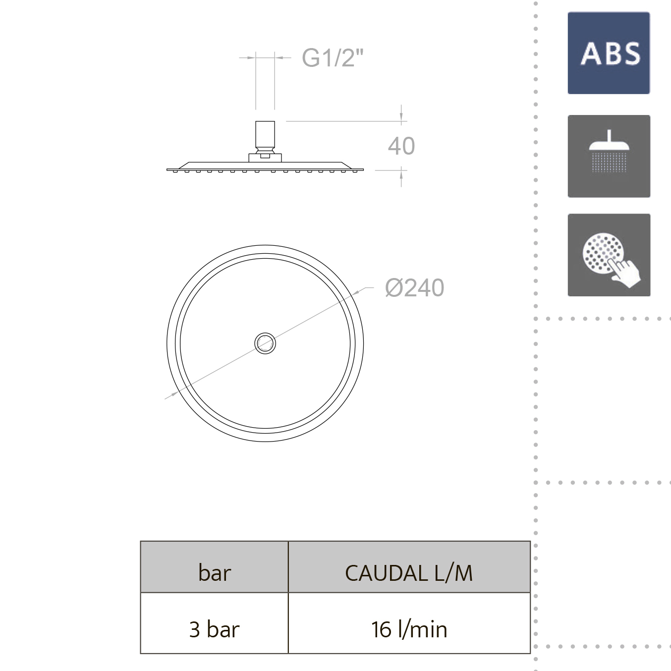 Ramon Soler Верхний душ ABS 240 мм RP240