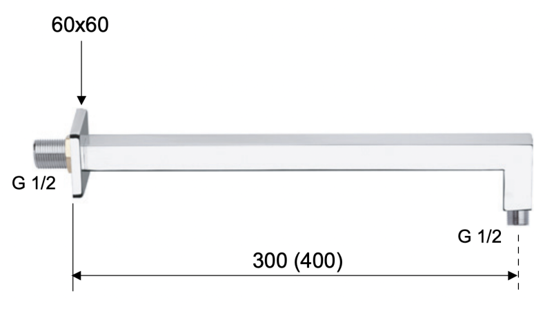 Кронштейн для верхнего душа 40 см Remer 348S40DO, золото глянцевое